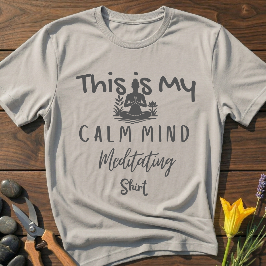 Calm Mind Meditating Shirt T-Shirt - botanical nature graphic t-shirt, minimalist design, unisex tee for Nature Lovers, Garnder, Farmer, Plant Lovers