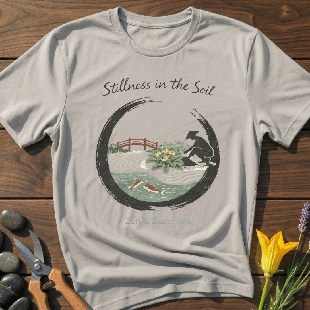 Stillness in the Soil -Shirt - botanical nature graphic t-shirt, minimalist design, unisex tee for Nature Lovers, Garnder, Farmer, Plant Lovers