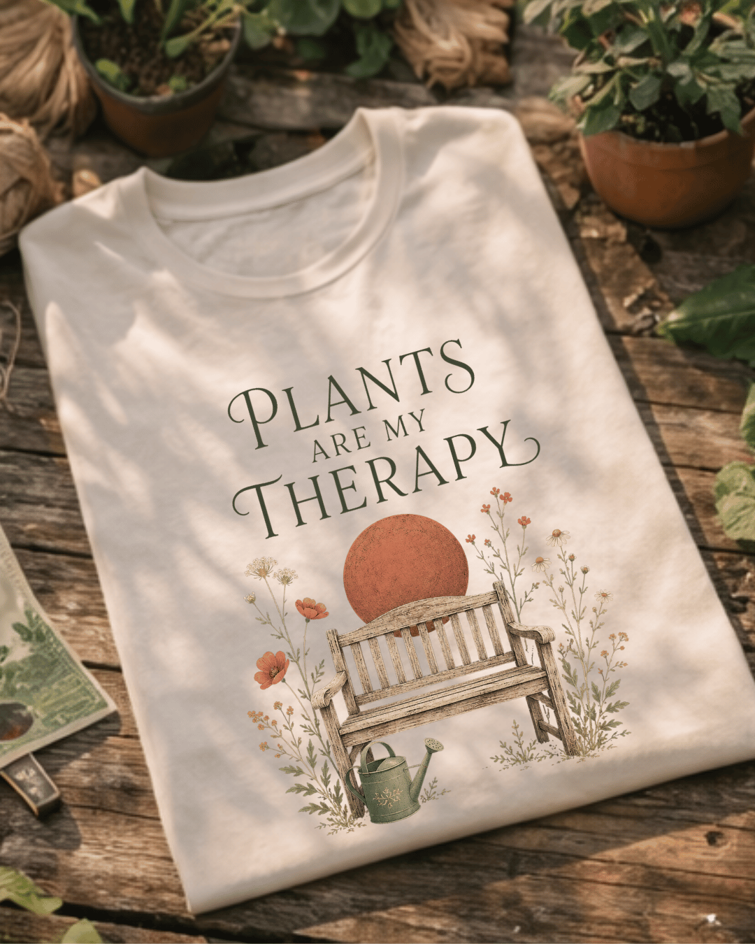 Zen & Zucchinis garden T-shirt lifestyle