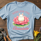 Chocolate Lotus Bunny T-Shirt - botanical nature graphic t-shirt, minimalist design, unisex tee for Nature Lovers, Garnder, Farmer, Plant Lovers