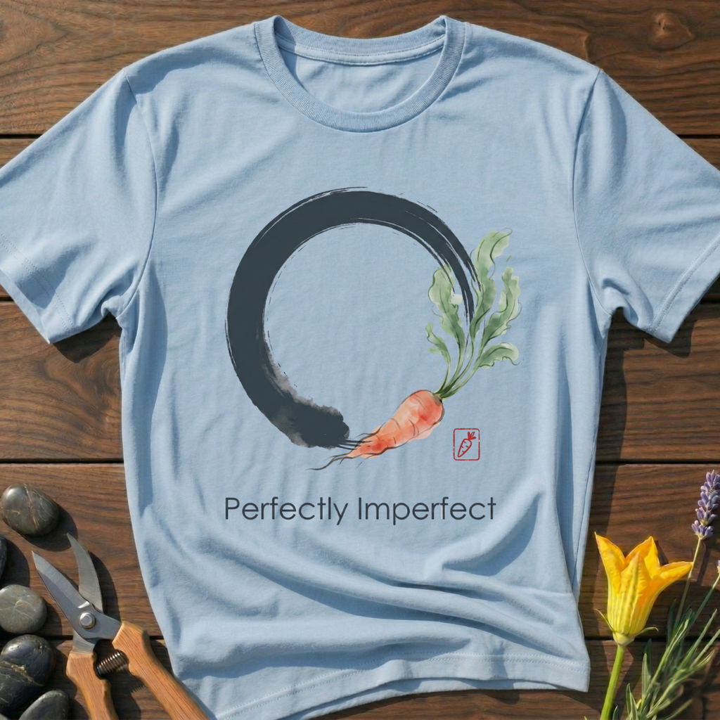 Enso Carrot T-Shirt - botanical nature graphic t-shirt, minimalist design, unisex tee for Nature Lovers, Garnder, Farmer, Plant Lovers