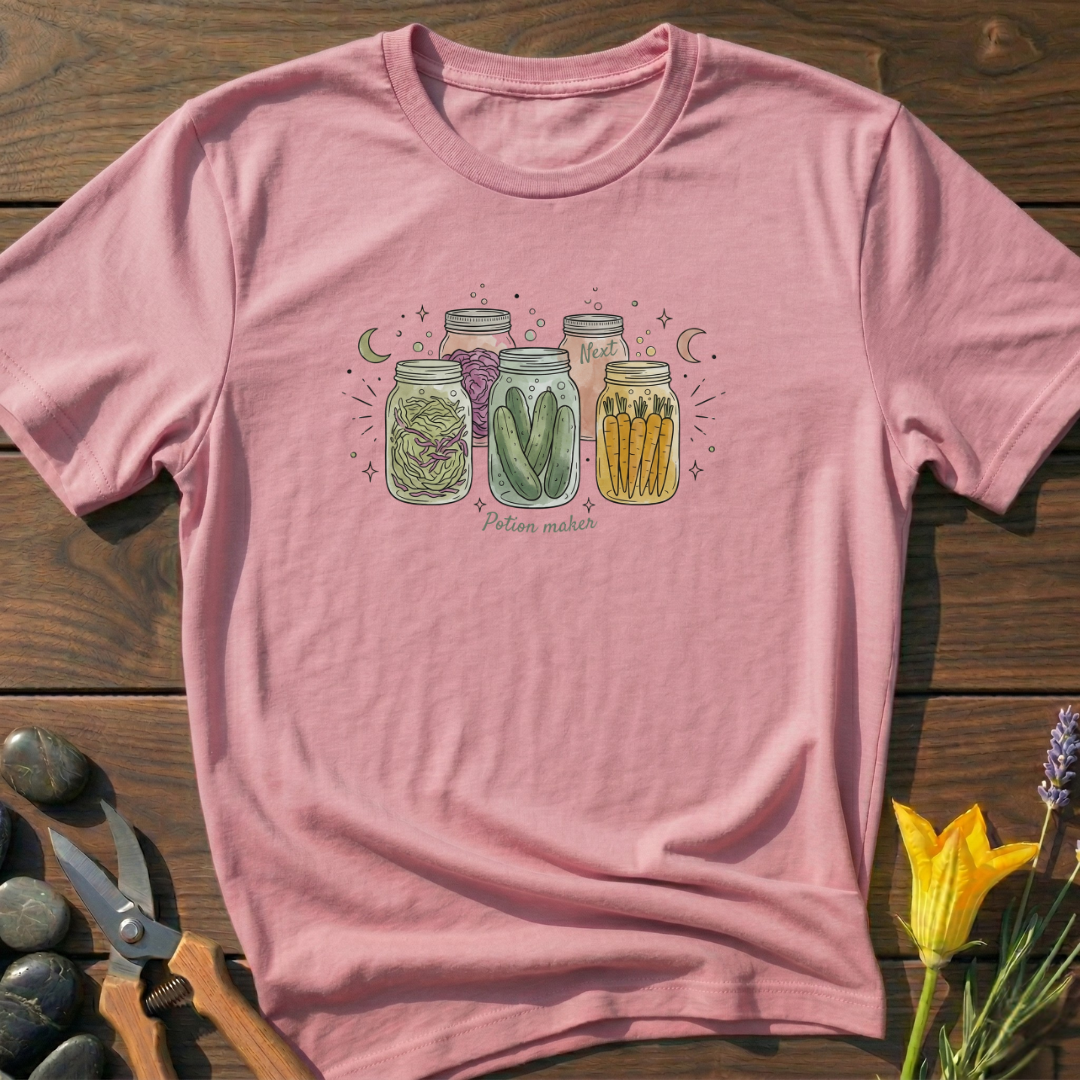 Potion Maker T-Shirt - botanical nature graphic t-shirt, minimalist design, unisex tee for Nature Lovers, Garnder, Farmer, Plant Lovers