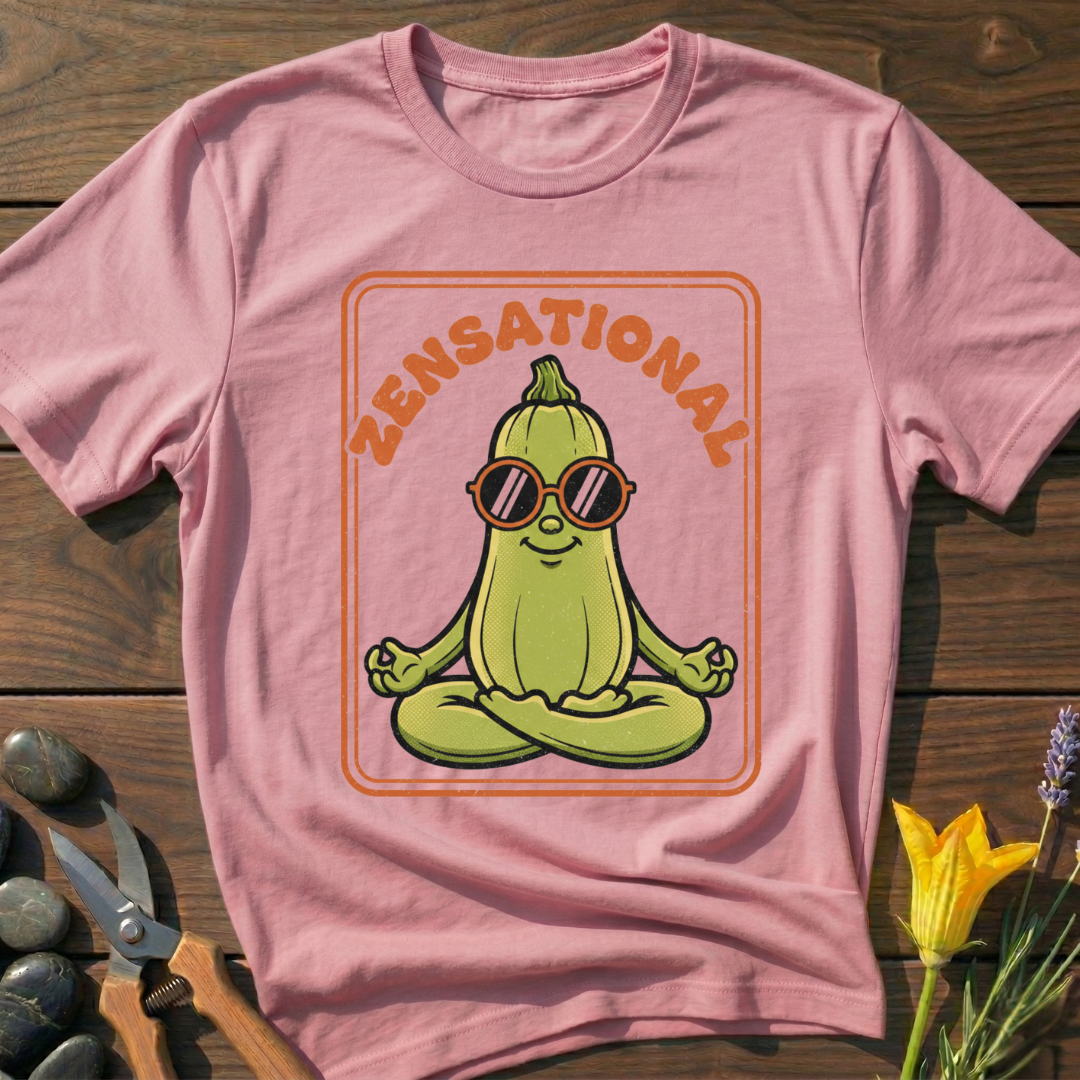 Zensational Zucchini T-Shirt - botanical nature graphic t-shirt, minimalist design, unisex tee for Nature Lovers, Garnder, Farmer, Plant Lovers