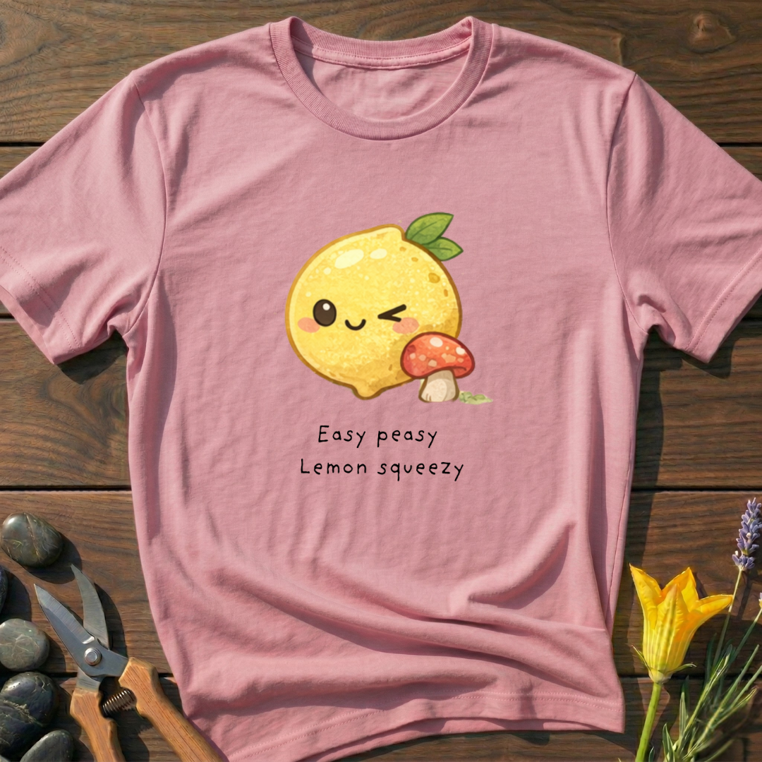 Easy Peasy Lemon T-Shirt - botanical nature graphic t-shirt, minimalist design, unisex tee for Nature Lovers, Garnder, Farmer, Plant Lovers