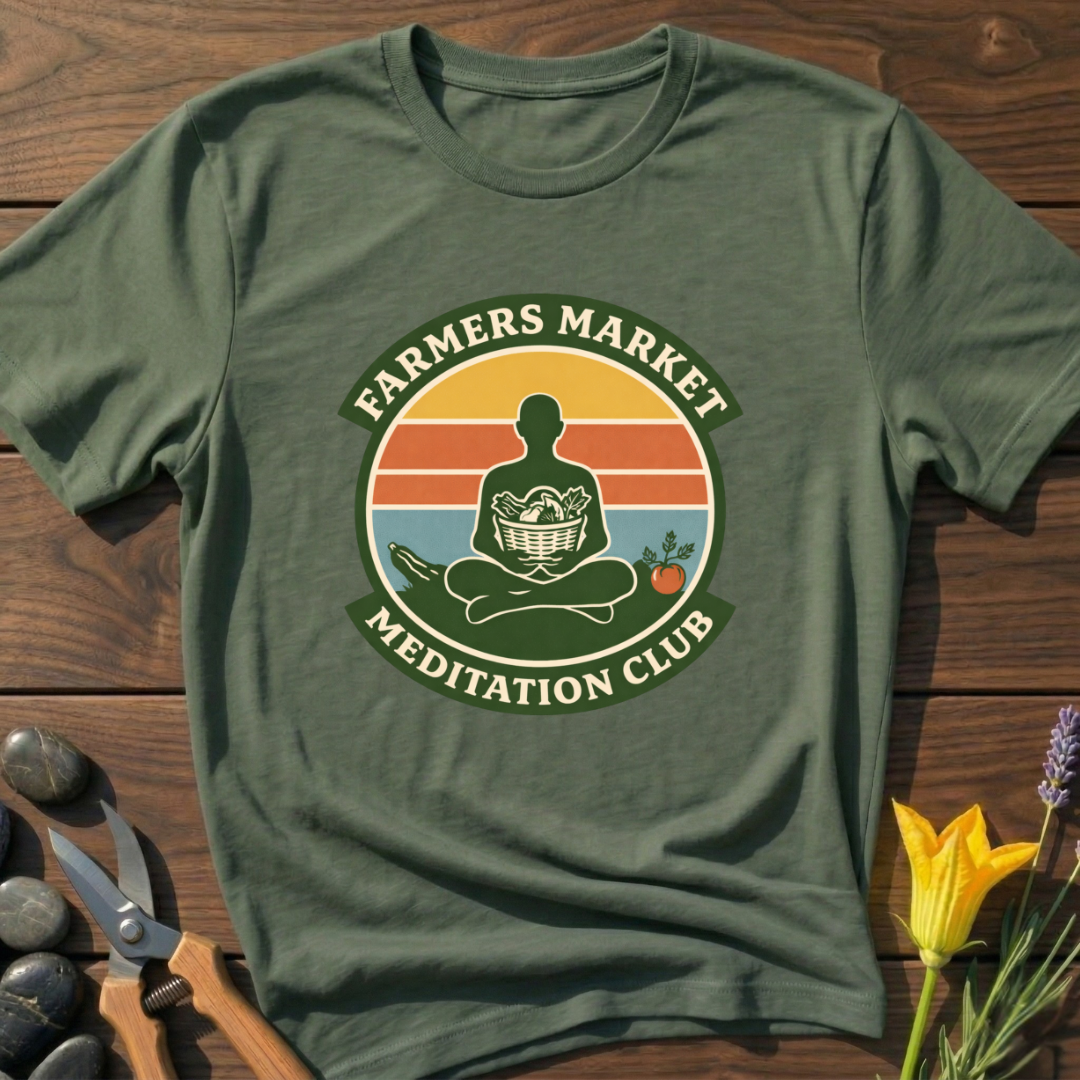Farmers Meditation Club T-Shirt - botanical nature graphic t-shirt, minimalist design, unisex tee for Nature Lovers, Garnder, Farmer, Plant Lovers