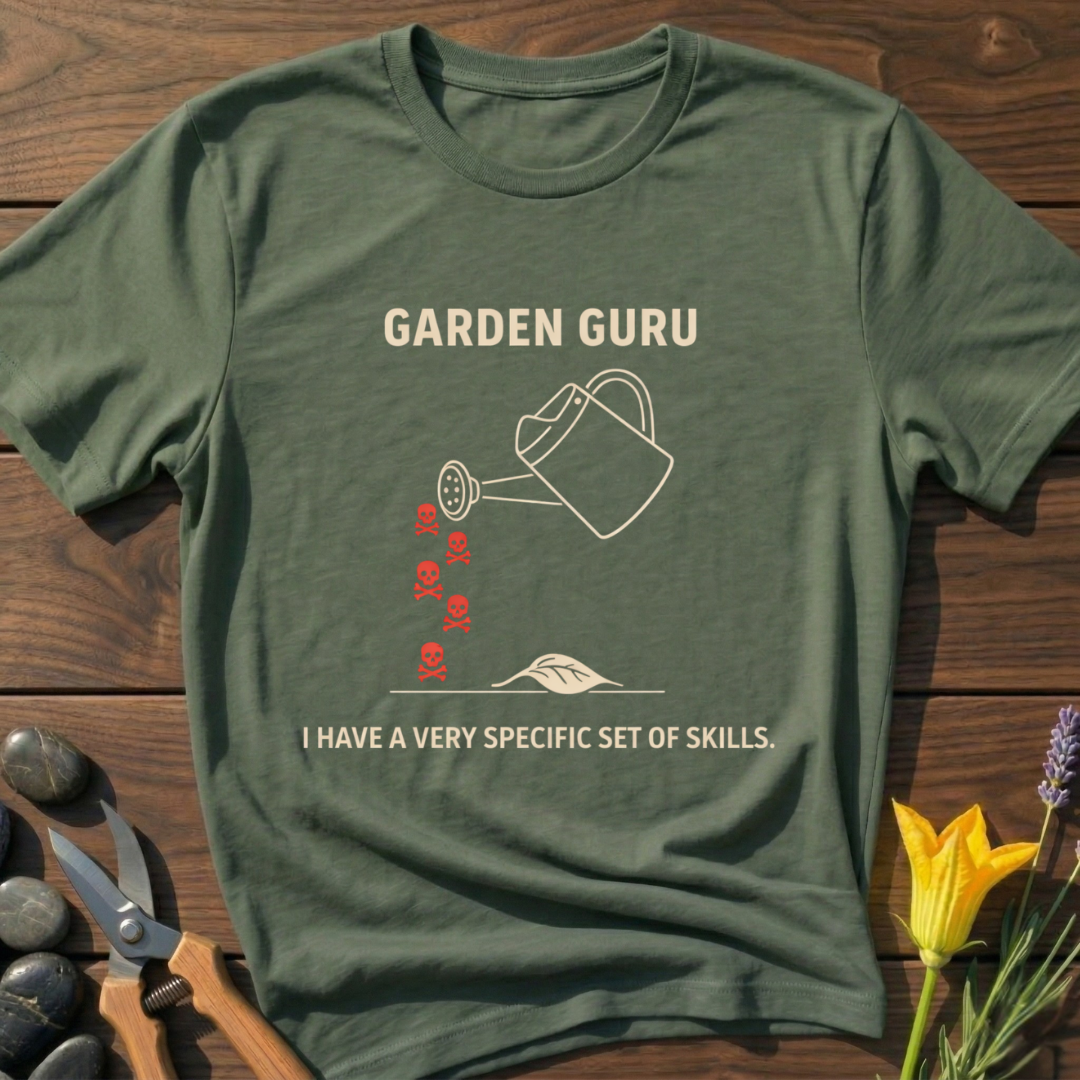 Garden Guru T-Shirt - botanical nature graphic t-shirt, minimalist design, unisex tee for Nature Lovers, Garnder, Farmer, Plant Lovers