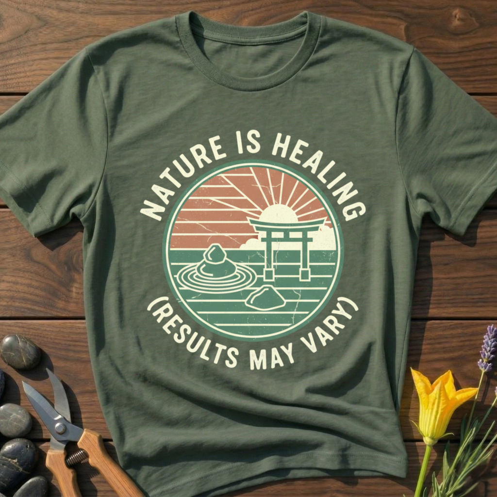 Nature Is Healing T-Shirt - botanical nature graphic t-shirt, minimalist design, unisex tee for Nature Lovers, Garnder, Farmer, Plant Lovers
