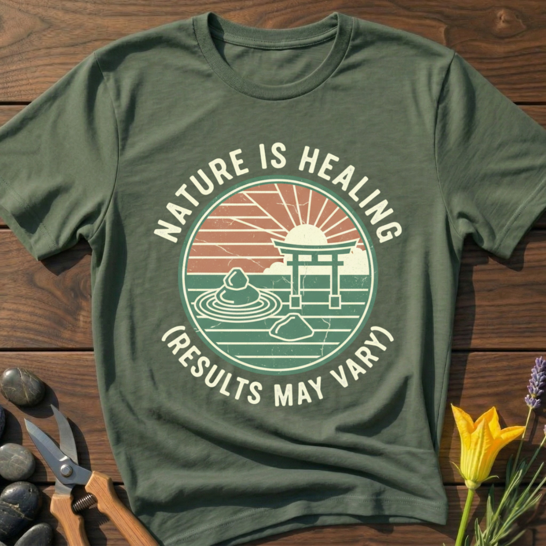 Nature Is Healing T-Shirt - botanical nature graphic t-shirt, minimalist design, unisex tee for Nature Lovers, Garnder, Farmer, Plant Lovers