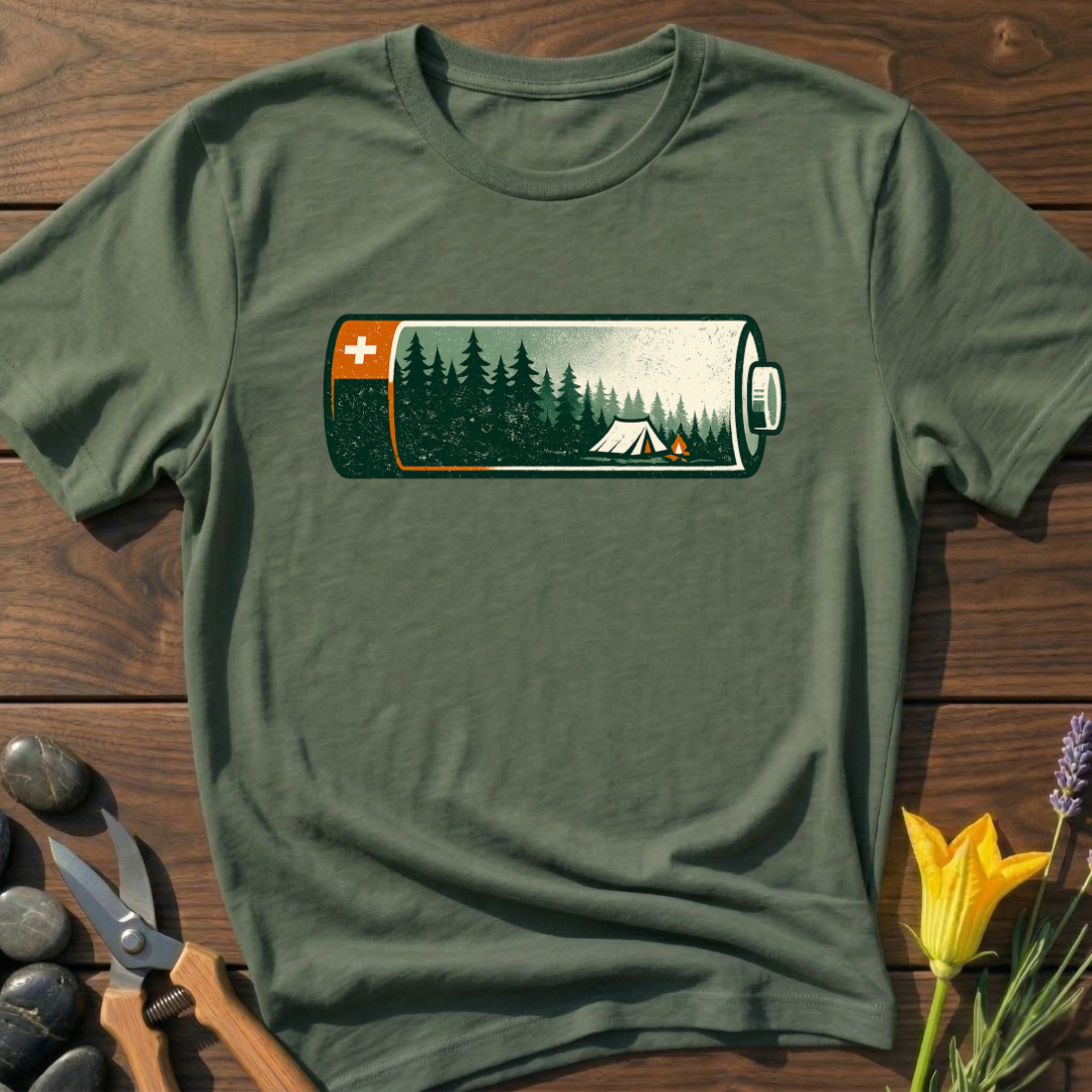Recharge T-Shirt - botanical nature graphic t-shirt, minimalist design, unisex tee for Nature Lovers, Garnder, Farmer, Plant Lovers