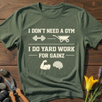 No Gym Needed T-Shirt - botanical nature graphic t-shirt, minimalist design, unisex tee for Nature Lovers, Garnder, Farmer, Plant Lovers