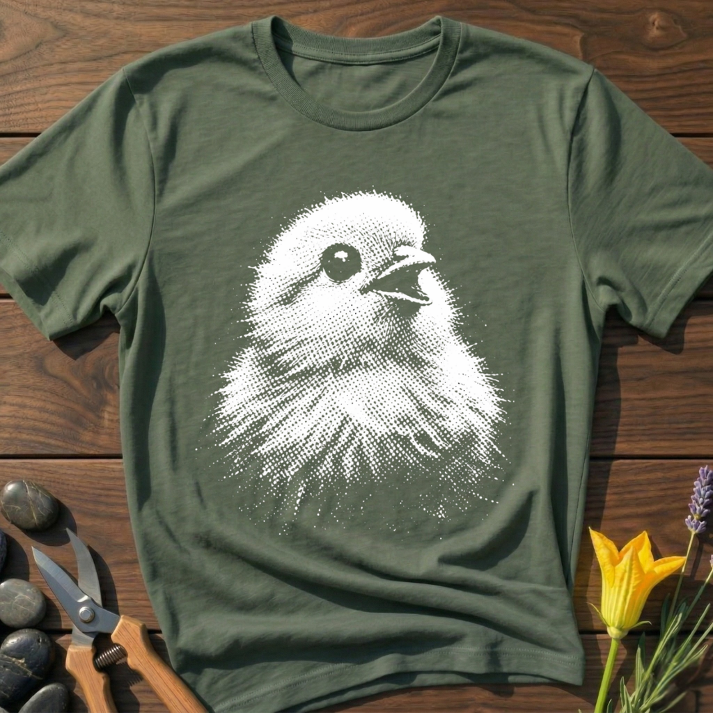Baby Chicken T-Shirt - botanical nature graphic t-shirt, minimalist design, unisex tee for Nature Lovers, Garnder, Farmer, Plant Lovers