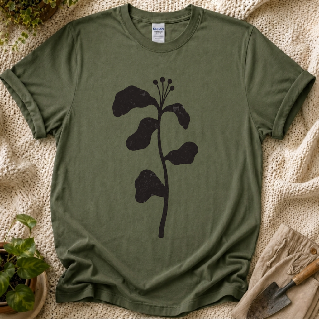 Minimal Botanical Stem T-Shirt