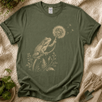 Frog with Dandelion Wish T-Shirt by Zen & Zucchinis Slow Garden Club