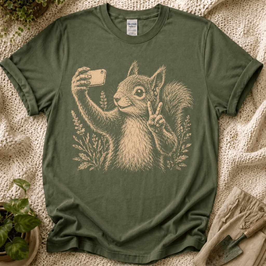Garden Selfie Squirrel Woodland T-Shirt by Zen & Zucchinis Slow Garden Club