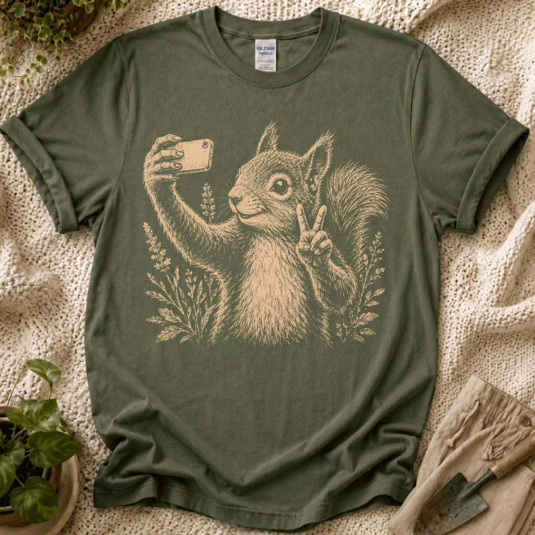 Garden Selfie Squirrel Woodland T-Shirt by Zen & Zucchinis Slow Garden Club