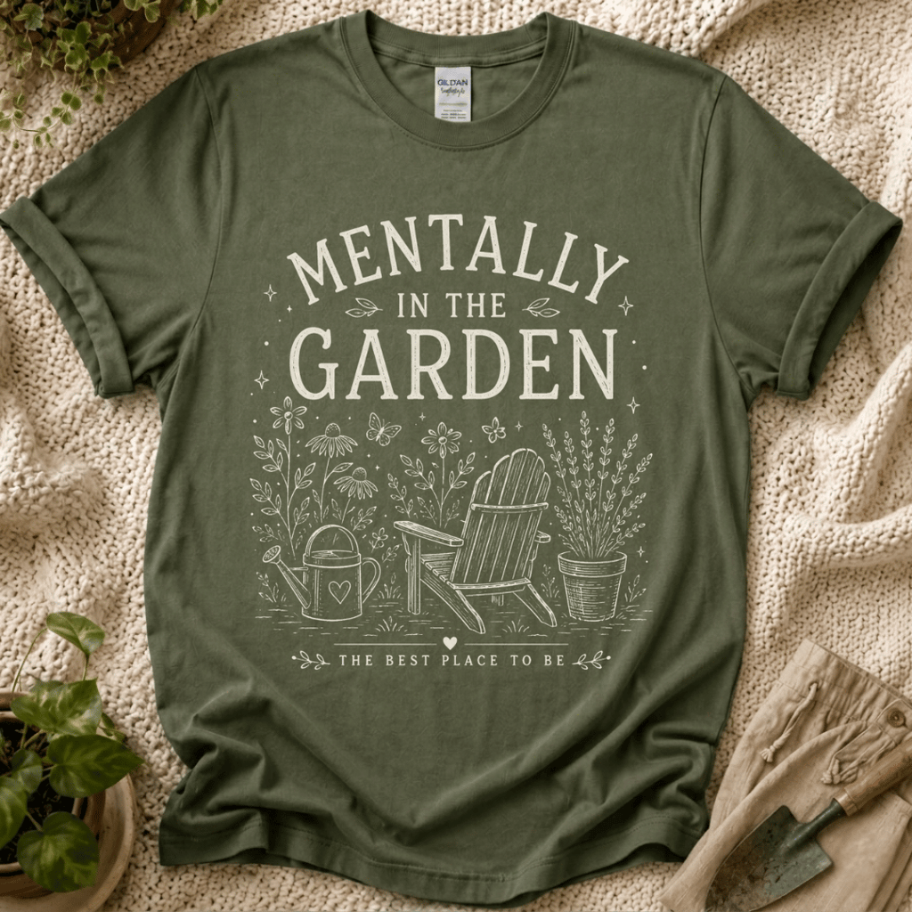 Mentally in the Garden View T-Shirt by Zen & Zucchinis Slow Garden Club