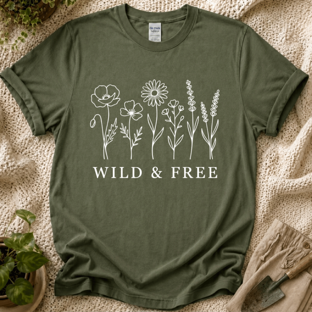 Wild and Free White Flowers T-Shirt by Zen & Zucchinis Slow Garden Club