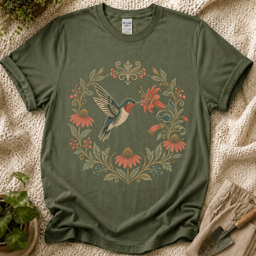 Hummingbird Flower Cirle T-Shirt