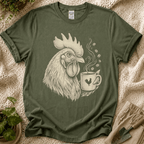 Morning Rooster Coffee Cup T-Shirt by Zen & Zucchinis Slow Garden Club