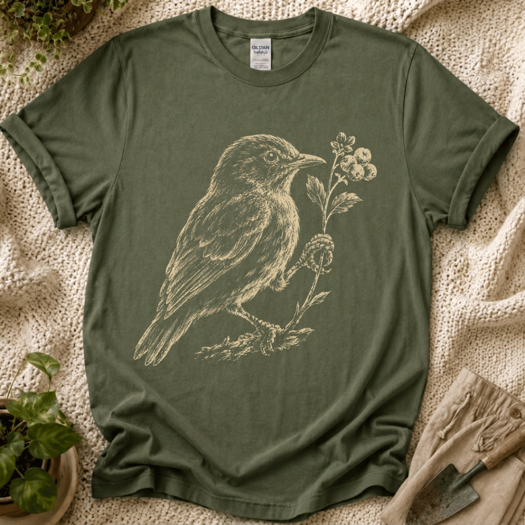 Quiet Garden Bird T-Shirt by Zen & Zucchinis Slow Garden Club