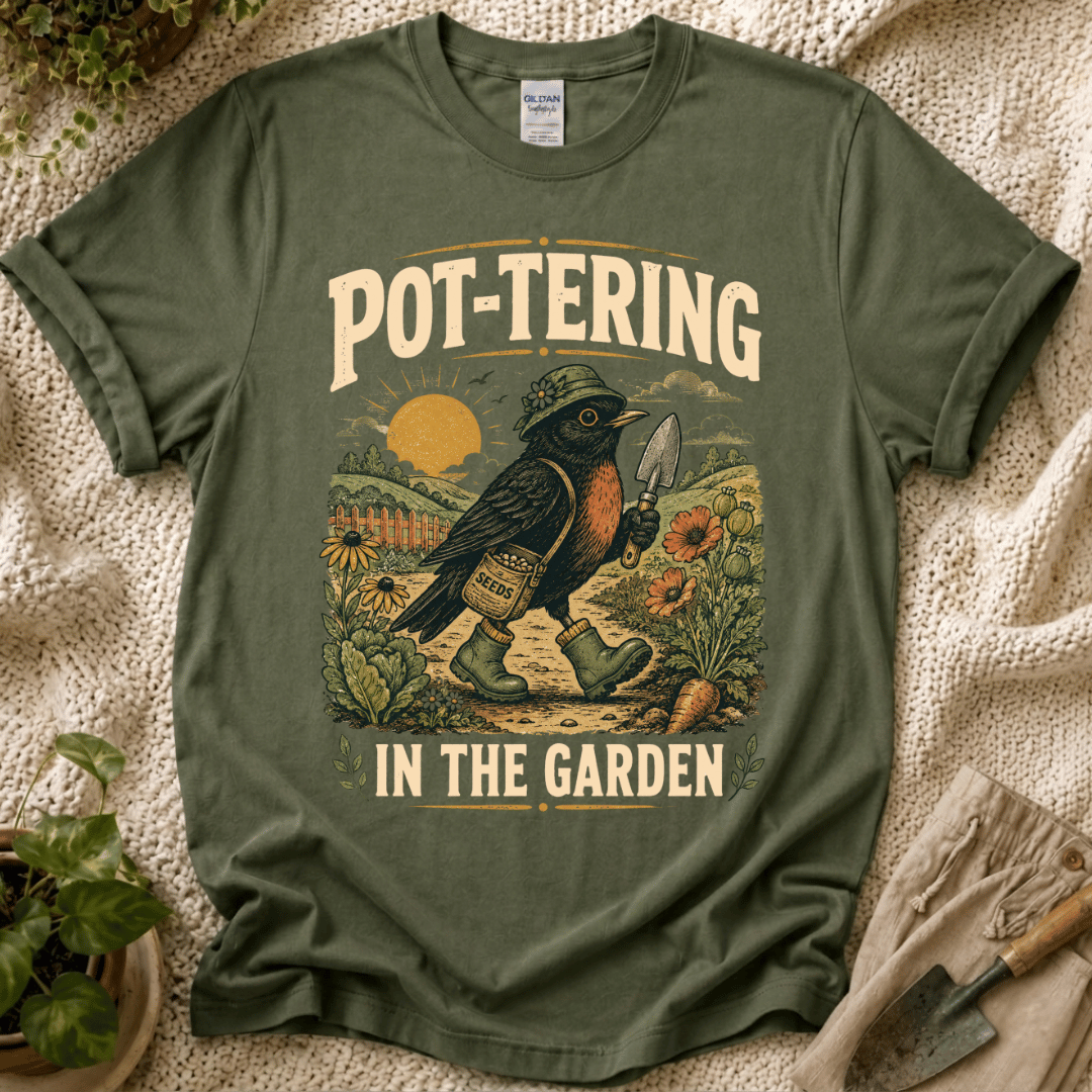 Pottering in the Garden Bird T-Shirt by Zen & Zucchinis Slow Garden Club