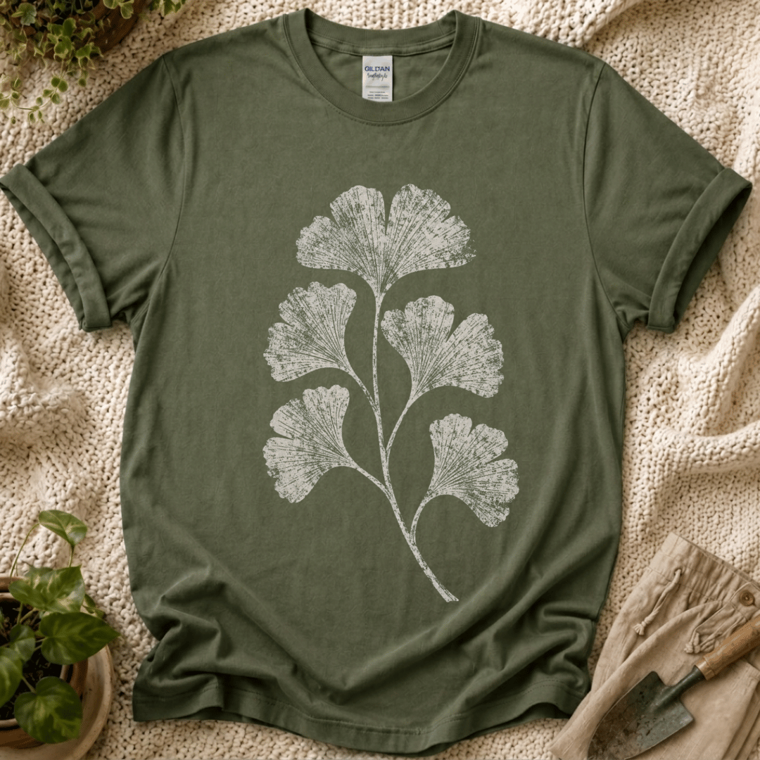 Ginkgo Leaf Botanical T-Shirt - Zen & Zucchinis garden graphic tee