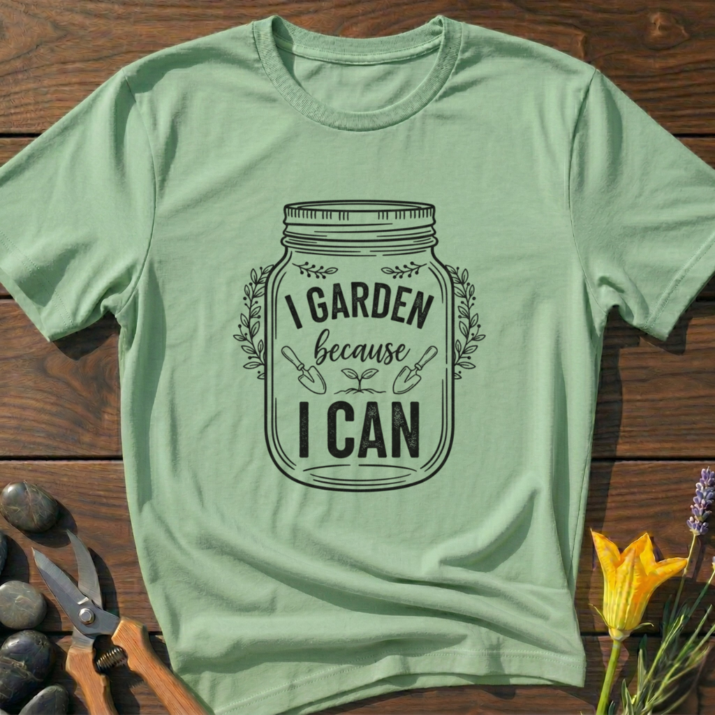 Because I Can T-Shirt - botanical nature graphic t-shirt, minimalist design, unisex tee for Nature Lovers, Garnder, Farmer, Plant Lovers
