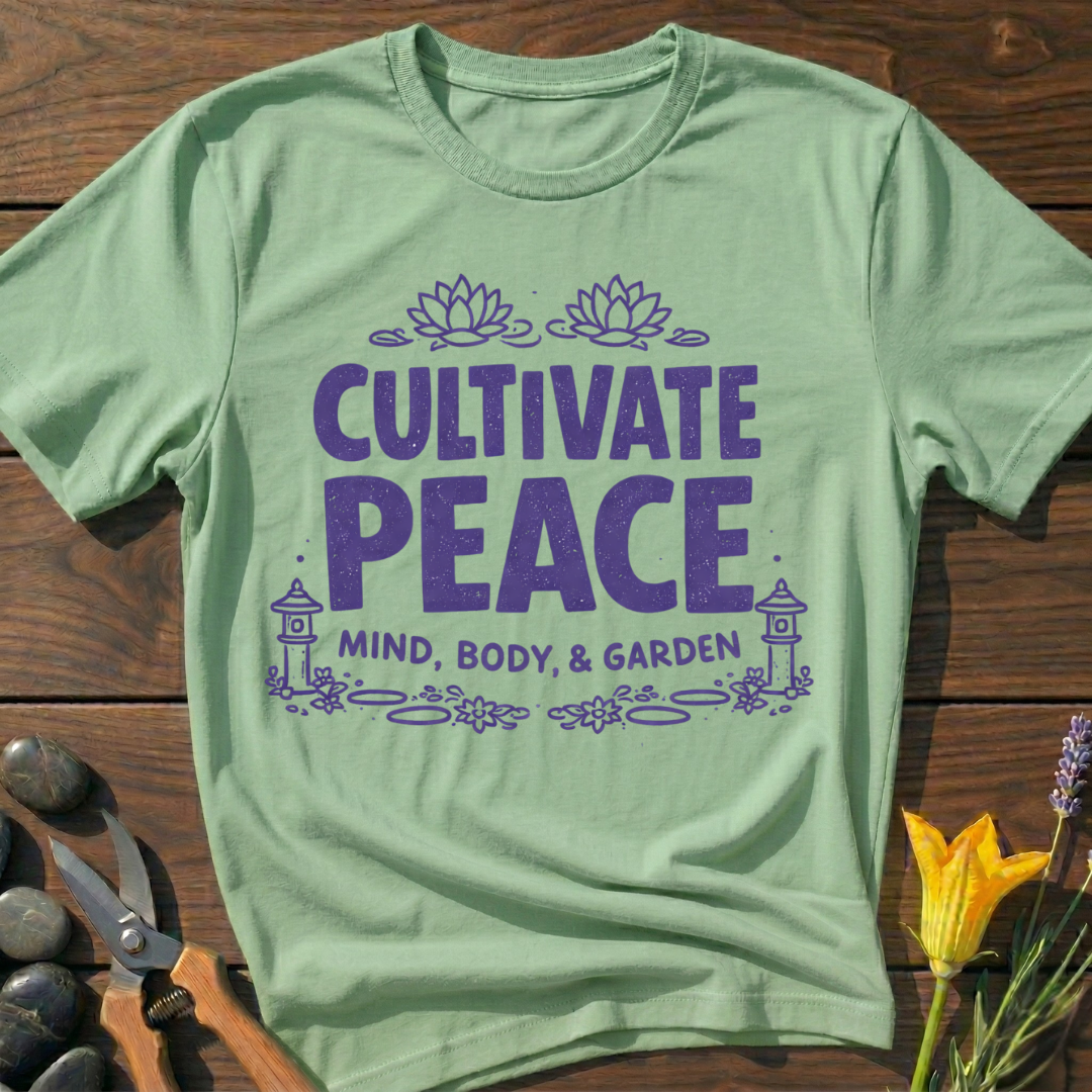 Cultivate Peace T-Shirt - botanical nature graphic t-shirt, minimalist design, unisex tee for Nature Lovers, Garnder, Farmer, Plant Lovers