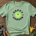 Happy Garden T-Shirt - botanical nature graphic t-shirt, minimalist design, unisex tee for Nature Lovers, Garnder, Farmer, Plant Lovers
