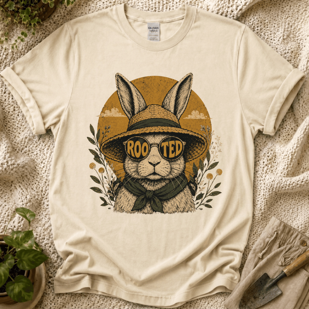 Rooted Sunset Slow Garden Bunny T-Shirt by Zen & Zucchinis Slow Garden Club