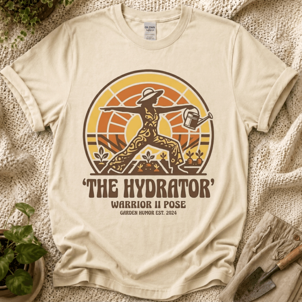 The Hydrator Gardening Pose T-Shirt by Zen & Zucchinis Slow Garden Club