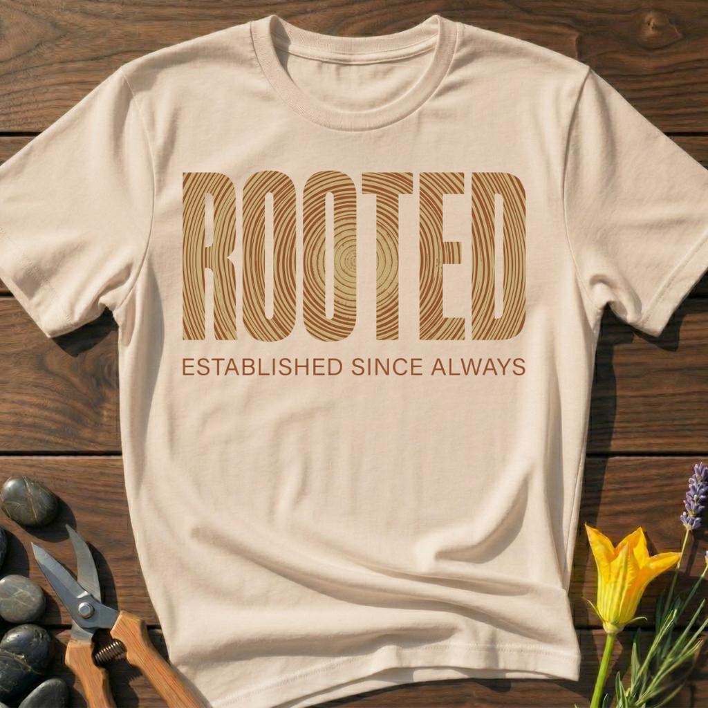 ROOTED T-Shirt - botanical nature graphic t-shirt, minimalist design, unisex tee for Nature Lovers, Garnder, Farmer, Plant Lovers