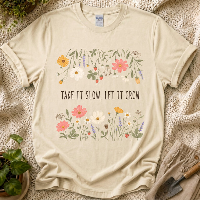Take It Slow Let It Grow T-Shirt - Zen & Zucchinis garden graphic tee