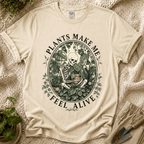 Plants Make Me Feel Alive Skeleton T-Shirt by Zen & Zucchinis Slow Garden Club