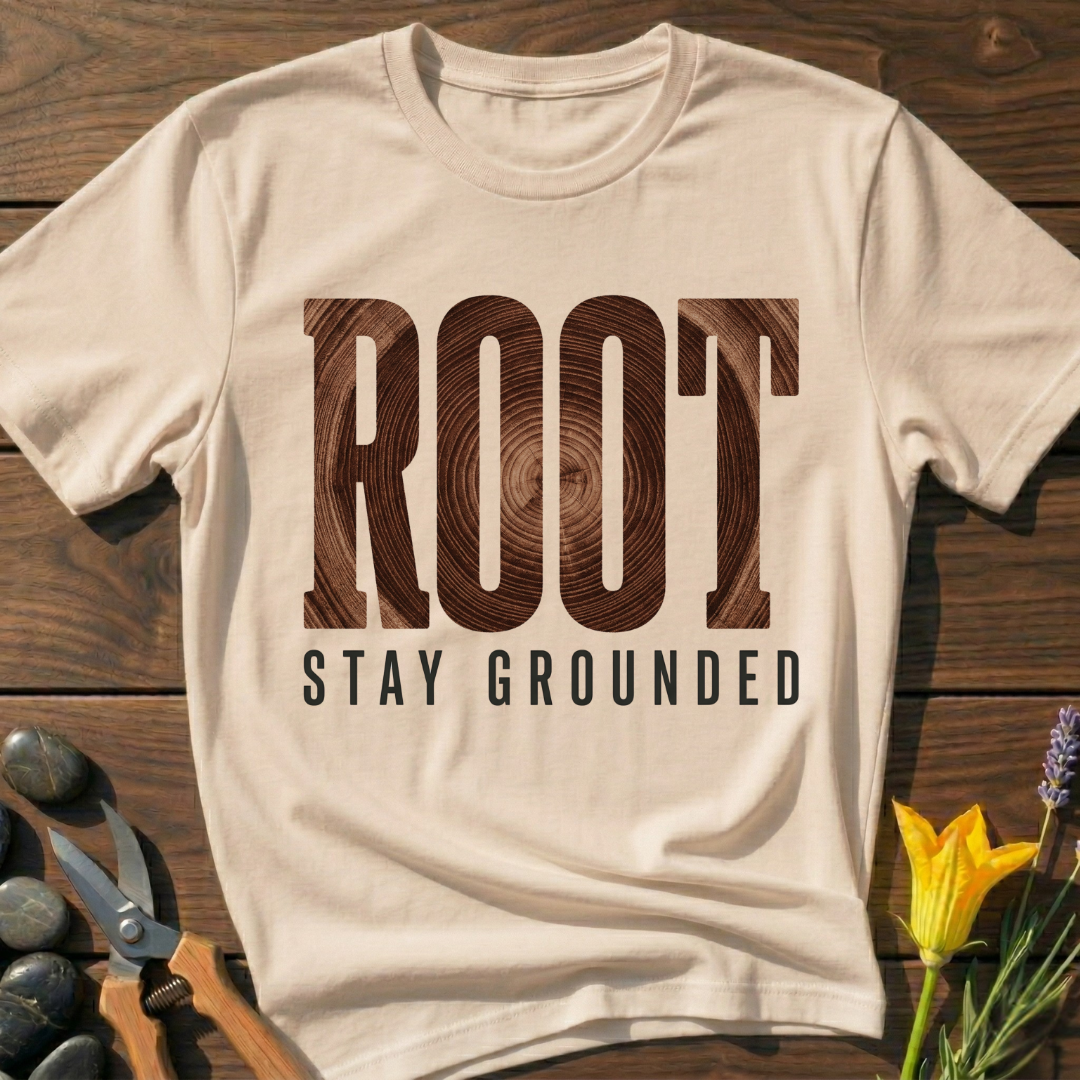 Root Stay Grounded T-Shirt - botanical nature graphic t-shirt, minimalist design, unisex tee for Nature Lovers, Garnder, Farmer, Plant Lovers