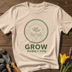 Grow Wildly T-Shirt - botanical nature graphic t-shirt, minimalist design, unisex tee for Nature Lovers, Garnder, Farmer, Plant Lovers