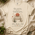 Plants Are My Therapy Garden Bench T-Shirt by Zen & Zucchinis Slow Garden Club