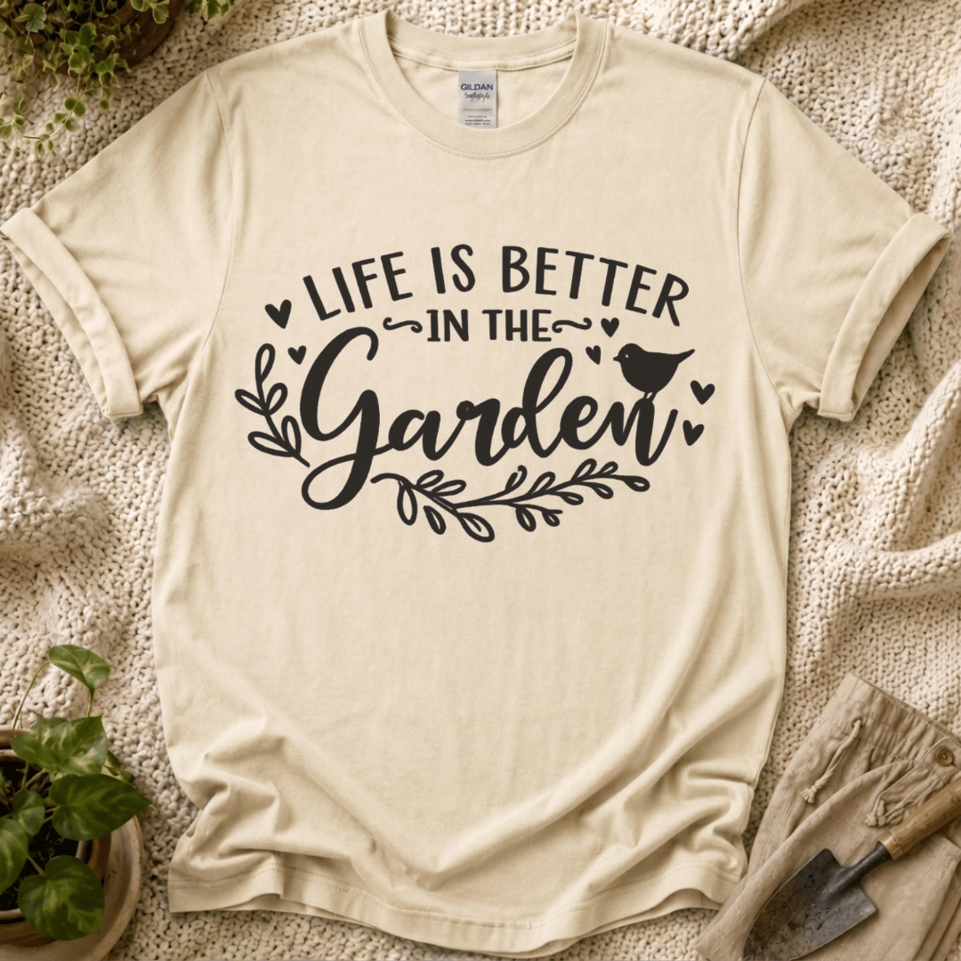 Life Is Better in the Garden T-Shirt by Zen & Zucchinis Slow Garden Club