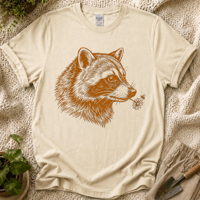 Raccoon, Flower & Bee Garden T-Shirt by Zen & Zucchinis Slow Garden Club