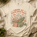 Grow at Your Own Pace Zucchini Basket T-Shirt by Zen & Zucchinis Slow Garden Club