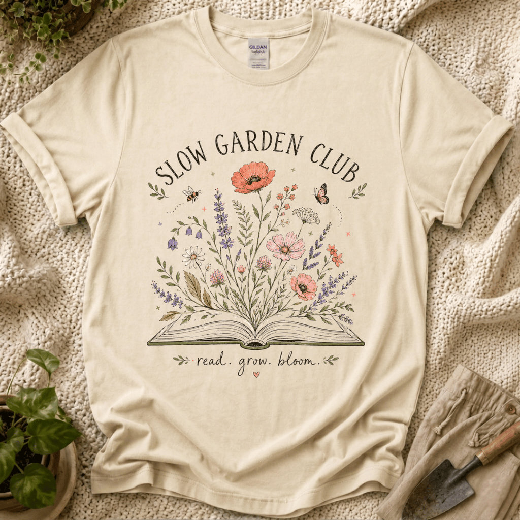 Read Grow Bloom Slow Garden Club T-Shirt