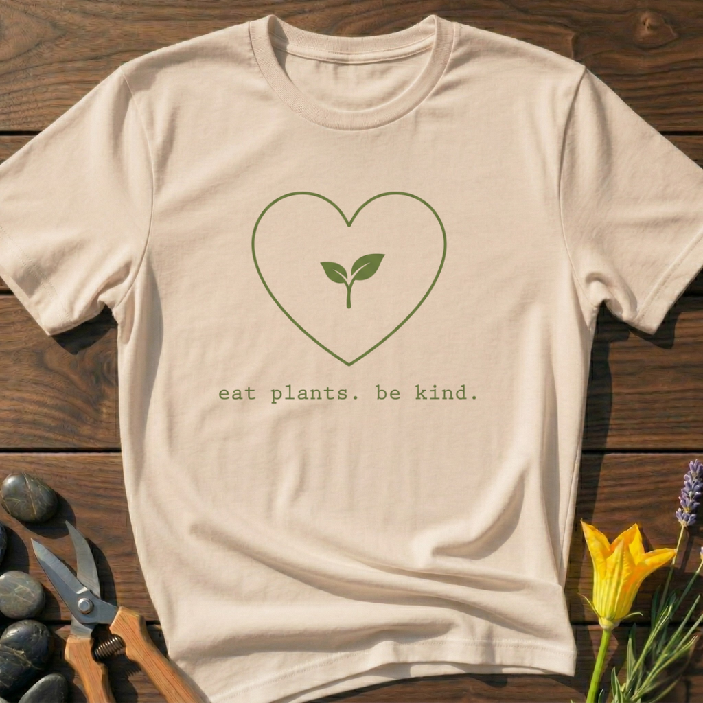 Eat Plants Be Kind. T-Shirt - botanical nature graphic t-shirt, minimalist design, unisex tee for Nature Lovers, Garnder, Farmer, Plant Lovers