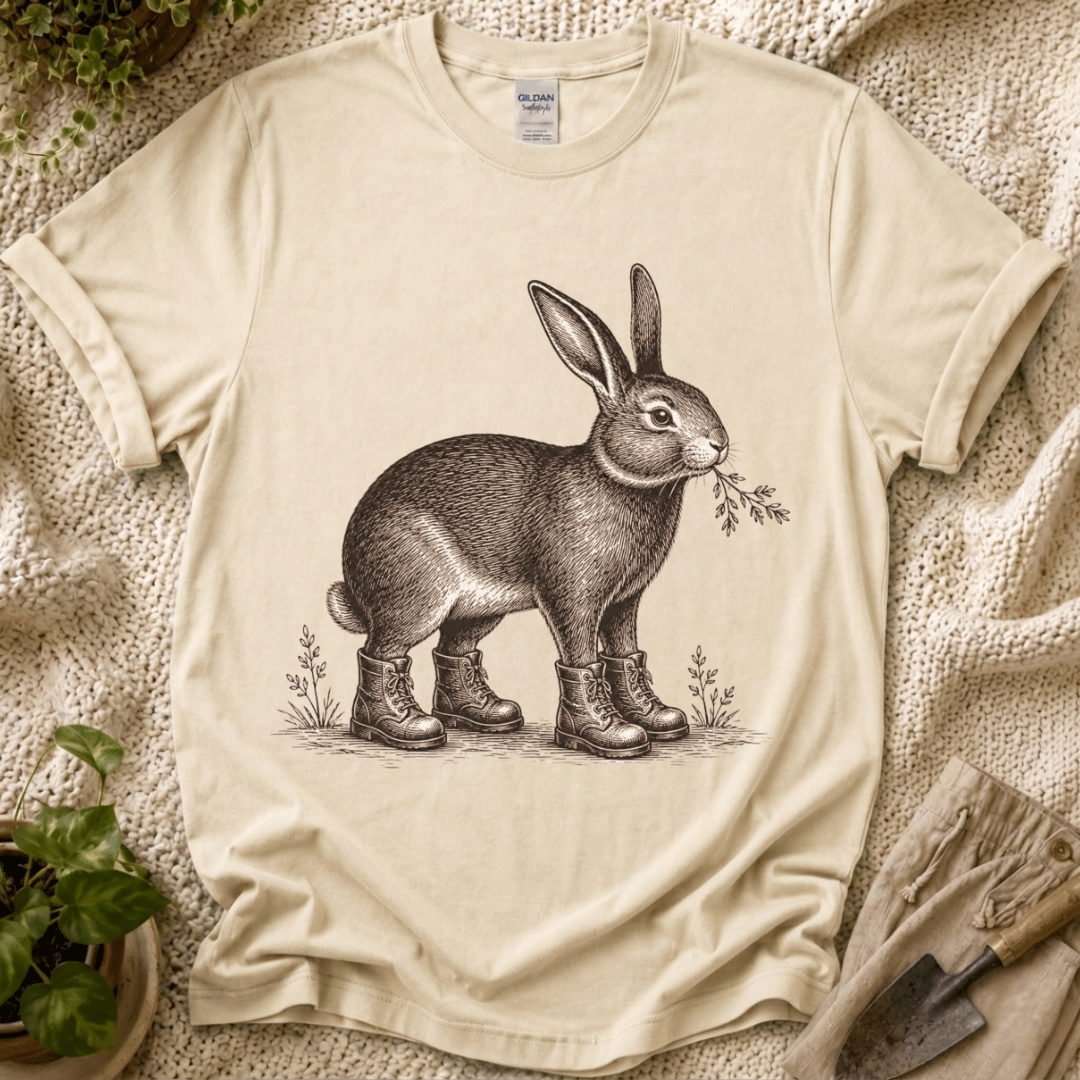 Garden Bunny With Shoes T-Shirt - Zen & Zucchinis garden graphic tee