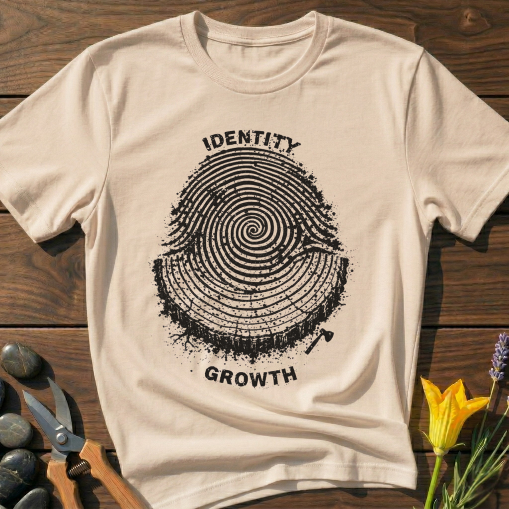 Identity Growth T-Shirt - botanical nature graphic t-shirt, minimalist design, unisex tee”