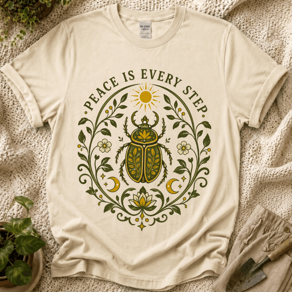 Peace in Every Step Nature T-Shirt by Zen & Zucchinis Slow Garden Club
