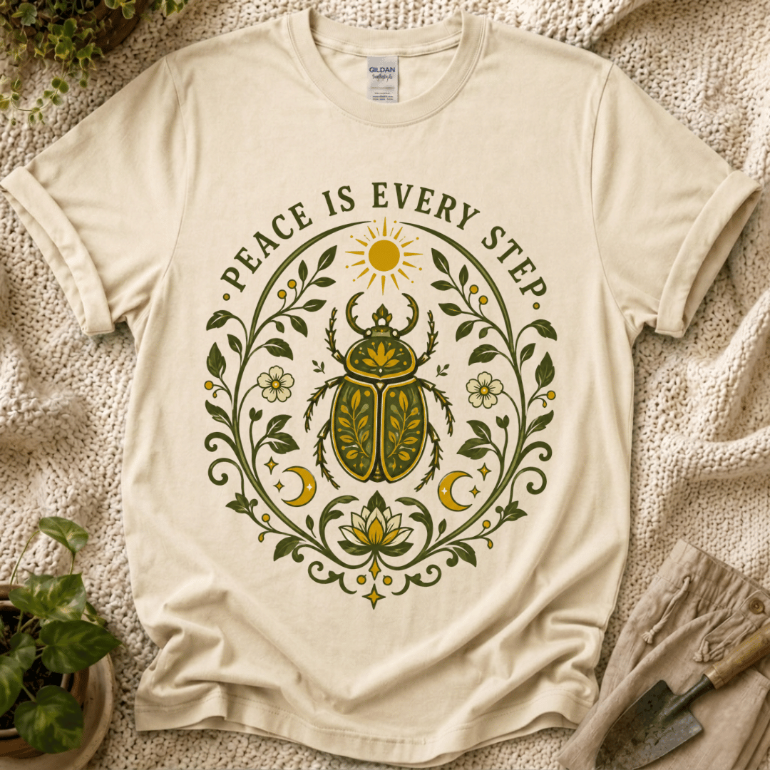 Peace in Every Step Nature T-Shirt by Zen & Zucchinis Slow Garden Club