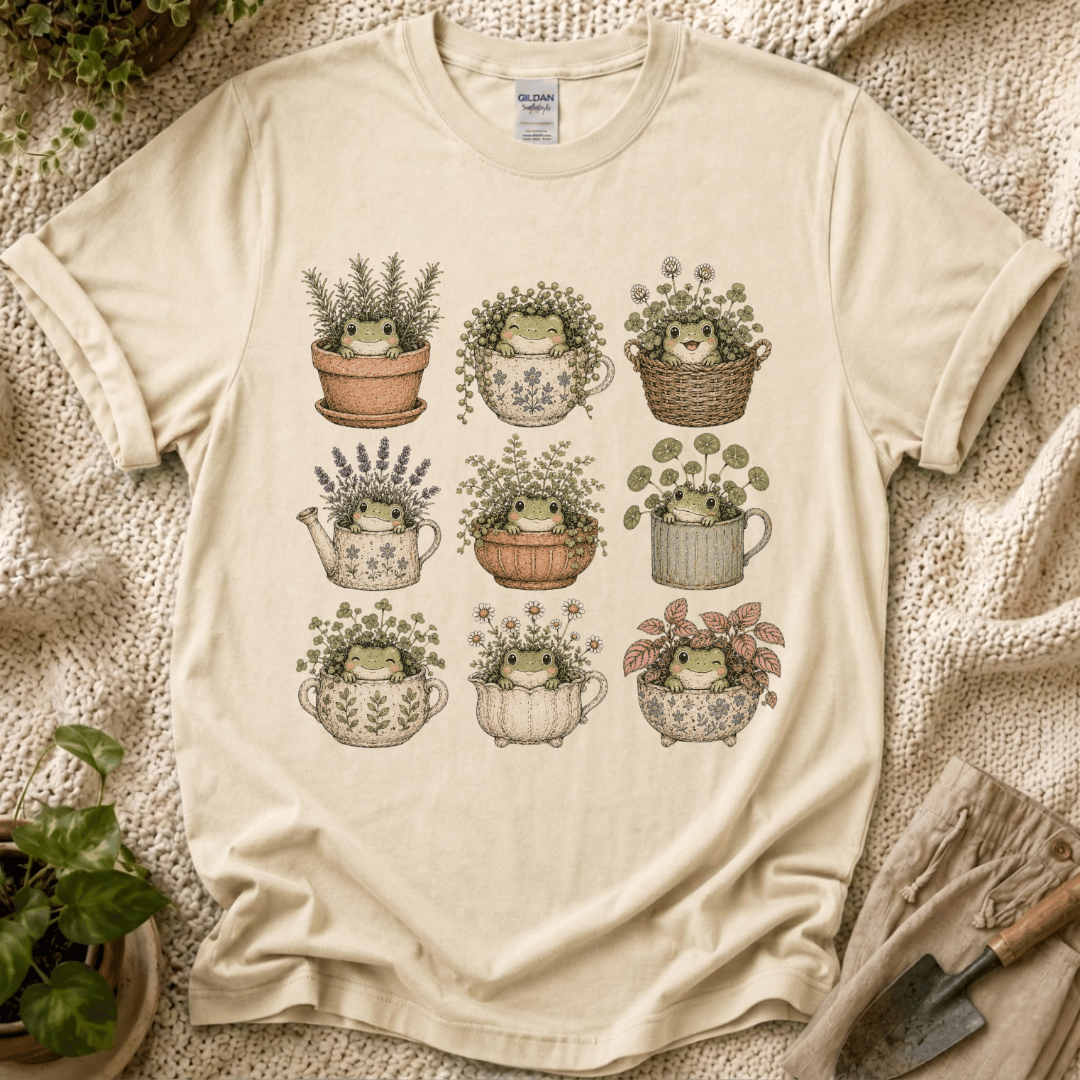 Froggy in a Pot T-Shirt by Zen & Zucchinis Slow Garden Club