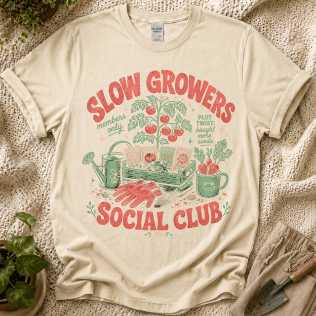 Slow Growers Social Club  T-Shirt - Zen & Zucchinis garden graphic tee