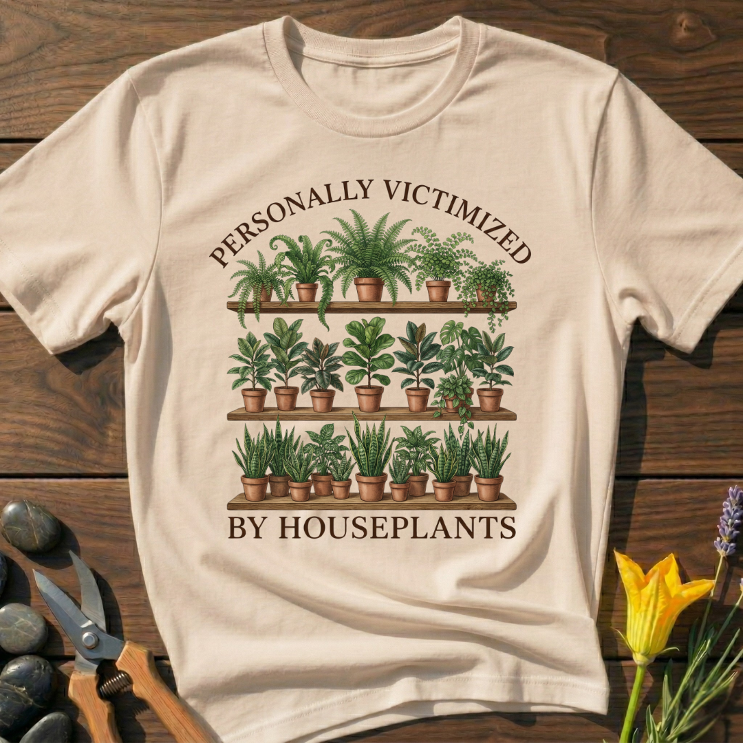 Victimised by Plants - T-Shirt - botanical nature graphic t-shirt, minimalist design, unisex tee for Nature Lovers, Garnder, Farmer, Plant Lovers