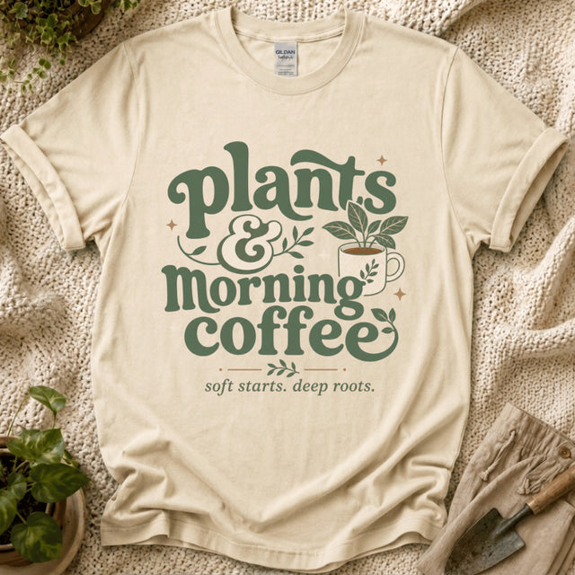 Plants and Morning Coffee T-Shirt by Zen & Zucchinis Slow Garden Club